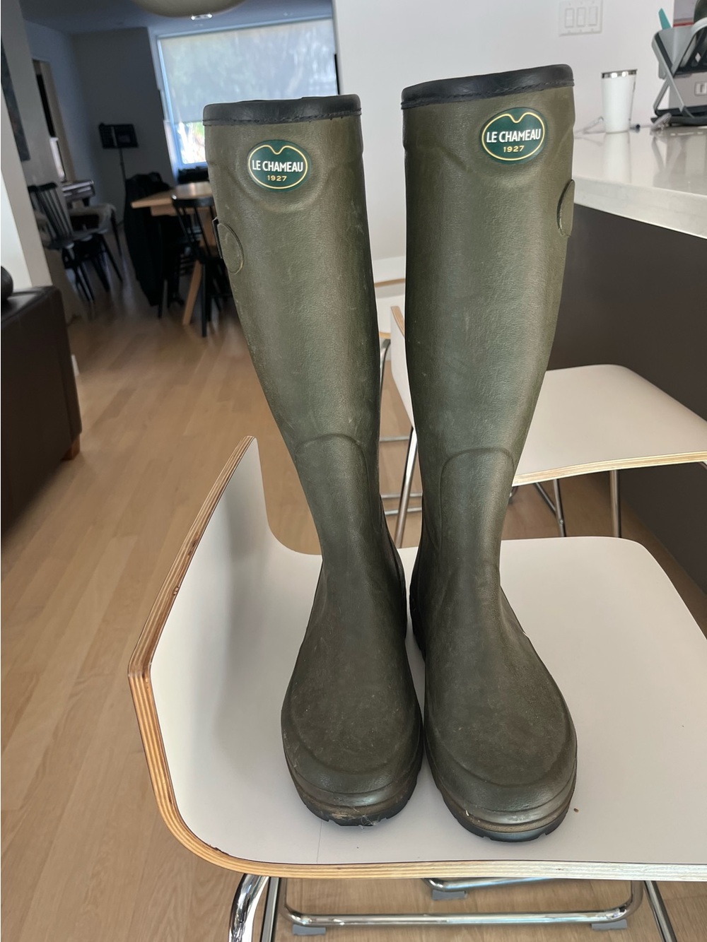 Le Chameau Olive Green Tall Women's Waterproof Rain Boots